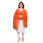 Women's Cotton Silk Strips Printed Dupatta (Orange, Length:2-2.4 mtr)