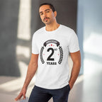 Men's PC Cotton 2nd Anniversary Printed T Shirt (Color: White, Thread Count: 180GSM)