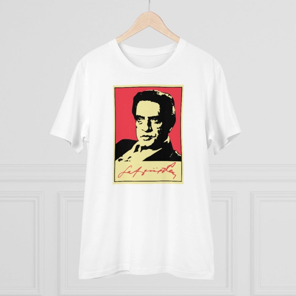 Men's PC Cotton Bengali Designs Printed T Shirt (Color: White, Thread Count: 180GSM)