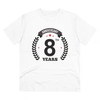 Men's PC Cotton 8th Anniversary Printed T Shirt (Color: White, Thread Count: 180GSM)