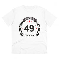 Men's PC Cotton 49th Anniversary Printed T Shirt (Color: White, Thread Count: 180GSM)