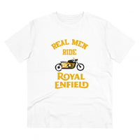 Men's PC Cotton Bike Ride Design Printed T Shirt (Color: White, Thread Count: 180GSM)