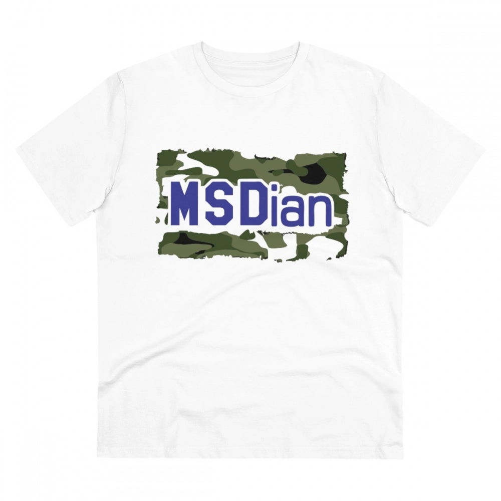 Men's PC Cotton Cricket Design Printed T Shirt (Color: White, Thread Count: 180GSM)