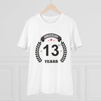 Men's PC Cotton 13th Anniversary Printed T Shirt (Color: White, Thread Count: 180GSM)
