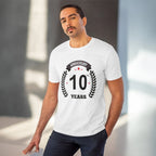 Men's PC Cotton 10th Anniversary Printed T Shirt (Color: White, Thread Count: 180GSM)