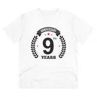 Men's PC Cotton 9th Anniversary Printed T Shirt (Color: White, Thread Count: 180GSM)
