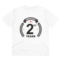 Men's PC Cotton 2nd Anniversary Printed T Shirt (Color: White, Thread Count: 180GSM)