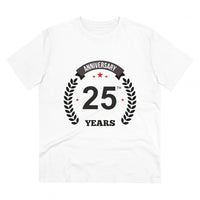 Men's PC Cotton 25th Anniversary Printed T Shirt (Color: White, Thread Count: 180GSM)