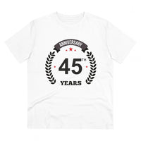 Men's PC Cotton 45th Anniversary Printed T Shirt (Color: White, Thread Count: 180GSM)