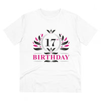 Men's PC Cotton 17th Birthday Printed T Shirt (Color: White, Thread Count: 180GSM)