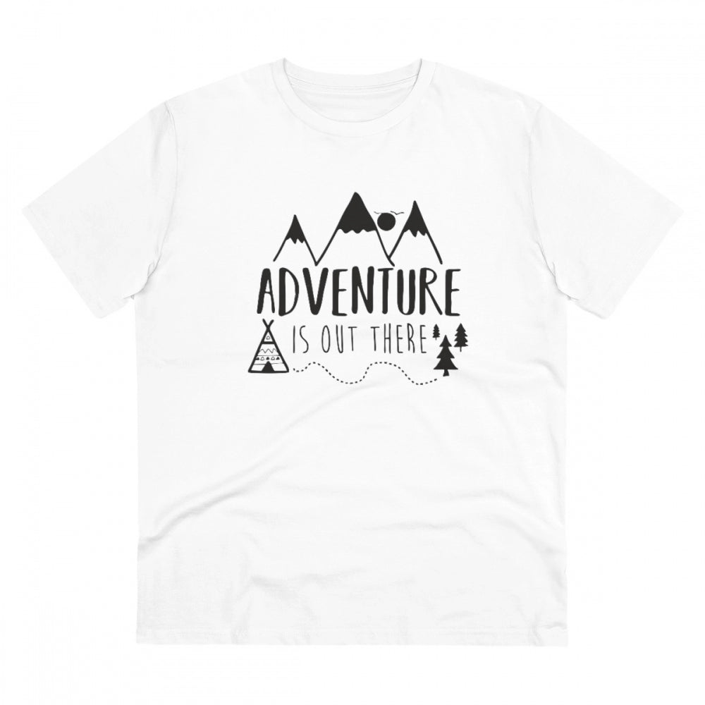 Men's PC Cotton Explore The Unseen Printed T Shirt (Color: White, Thread Count: 180GSM)