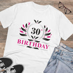 Men's PC Cotton 30th Birthday Printed T Shirt (Color: White, Thread Count: 180GSM)
