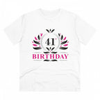 Men's PC Cotton 41st Birthday Printed T Shirt (Color: White, Thread Count: 180GSM)