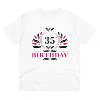 Men's PC Cotton 35th Birthday Printed T Shirt (Color: White, Thread Count: 180GSM)