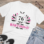 Men's PC Cotton 76th Birthday Printed T Shirt (Color: White, Thread Count: 180GSM)