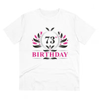 Men's PC Cotton 73rd Birthday Printed T Shirt (Color: White, Thread Count: 180GSM)