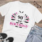 Men's PC Cotton 90th Birthday Printed T Shirt (Color: White, Thread Count: 180GSM)