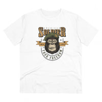Men's PC Cotton Gorila Desing Printed T Shirt (Color: White, Thread Count: 180GSM)