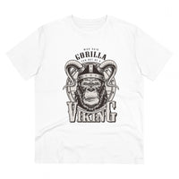 Men's PC Cotton Gorila Desing Printed T Shirt (Color: White, Thread Count: 180GSM)