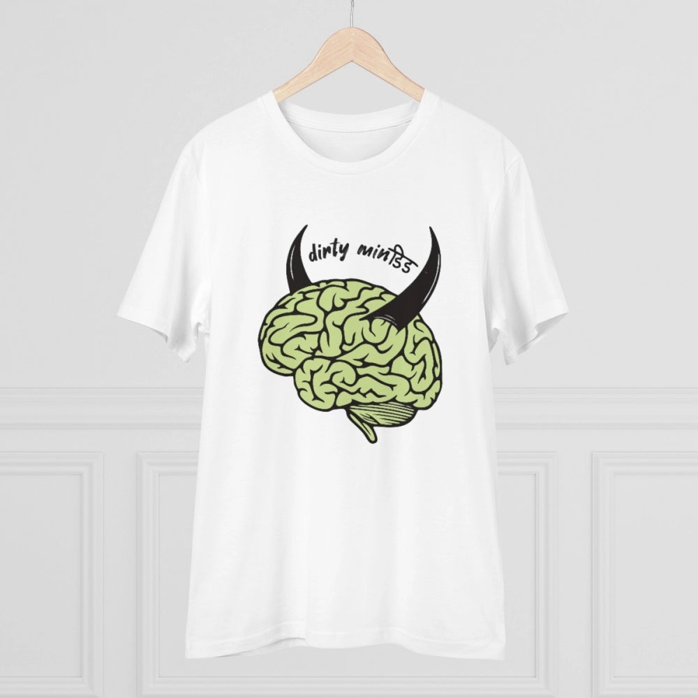 Men's PC Cotton Dirty Minddid Printed T Shirt (Color: White, Thread Count: 180GSM)