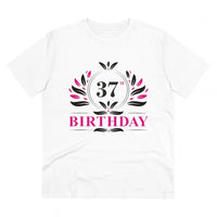 Men's PC Cotton 37th Birthday Printed T Shirt (Color: White, Thread Count: 180GSM)