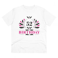 Men's PC Cotton 52nd Birthday Printed T Shirt (Color: White, Thread Count: 180GSM)