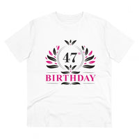 Men's PC Cotton 47th Birthday Printed T Shirt (Color: White, Thread Count: 180GSM)