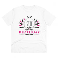 Men's PC Cotton 71st Birthday Printed T Shirt (Color: White, Thread Count: 180GSM)