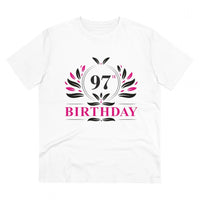 Men's PC Cotton 97th Birthday Printed T Shirt (Color: White, Thread Count: 180GSM)