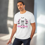 Men's PC Cotton 80th Birthday Printed T Shirt (Color: White, Thread Count: 180GSM)