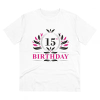 Men's PC Cotton 15th Birthday Printed T Shirt (Color: White, Thread Count: 180GSM)