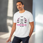 Men's PC Cotton 25th Birthday Printed T Shirt (Color: White, Thread Count: 180GSM)