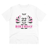 Men's PC Cotton 22nd Birthday Printed T Shirt (Color: White, Thread Count: 180GSM)