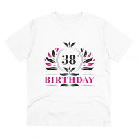 Men's PC Cotton 38th Birthday Printed T Shirt (Color: White, Thread Count: 180GSM)