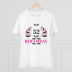 Men's PC Cotton 52nd Birthday Printed T Shirt (Color: White, Thread Count: 180GSM)