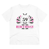 Men's PC Cotton 59th Birthday Printed T Shirt (Color: White, Thread Count: 180GSM)