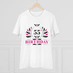 Men's PC Cotton 55th Birthday Printed T Shirt (Color: White, Thread Count: 180GSM)