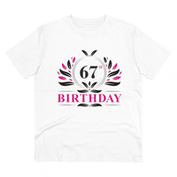 Men's PC Cotton 67th Birthday Printed T Shirt (Color: White, Thread Count: 180GSM)
