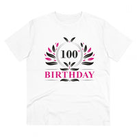 Men's PC Cotton 100th Birthday Printed T Shirt (Color: White, Thread Count: 180GSM)