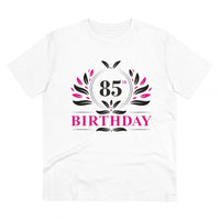 Men's PC Cotton 85th Birthday Printed T Shirt (Color: White, Thread Count: 180GSM)