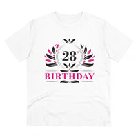 Men's PC Cotton 28th Birthday Printed T Shirt (Color: White, Thread Count: 180GSM)