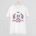 Men's PC Cotton 24th Birthday Printed T Shirt (Color: White, Thread Count: 180GSM)