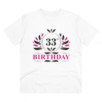Men's PC Cotton 33rd Birthday Printed T Shirt (Color: White, Thread Count: 180GSM)