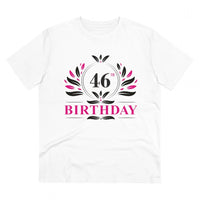 Men's PC Cotton 46th Birthday Printed T Shirt (Color: White, Thread Count: 180GSM)