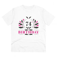 Men's PC Cotton 74th Birthday Printed T Shirt (Color: White, Thread Count: 180GSM)