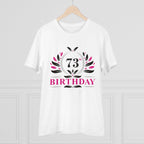 Men's PC Cotton 73rd Birthday Printed T Shirt (Color: White, Thread Count: 180GSM)