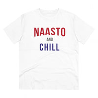 Men's PC Cotton Nasto And Chill Printed T Shirt (Color: White, Thread Count: 180GSM)