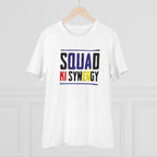 Men's PC Cotton Squed Ki Syneagy Printed T Shirt (Color: White, Thread Count: 180GSM)