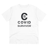 Men's PC Cotton Covid 19 Survivor Printed T Shirt (Color: White, Thread Count: 180GSM)