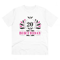 Men's PC Cotton 20th Birthday Printed T Shirt (Color: White, Thread Count: 180GSM)